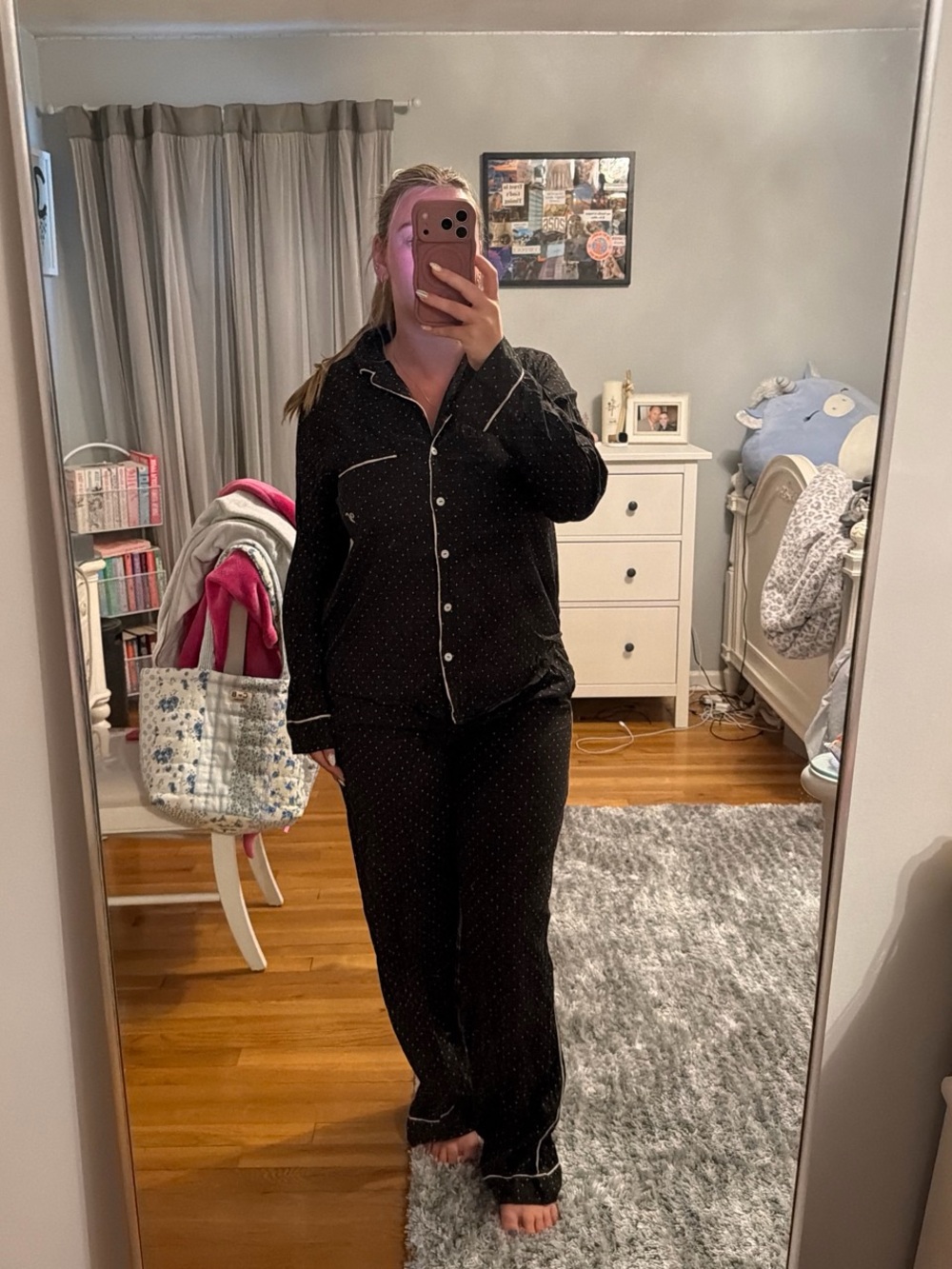 Victoria Secret Black Polka Dot Pajama Set